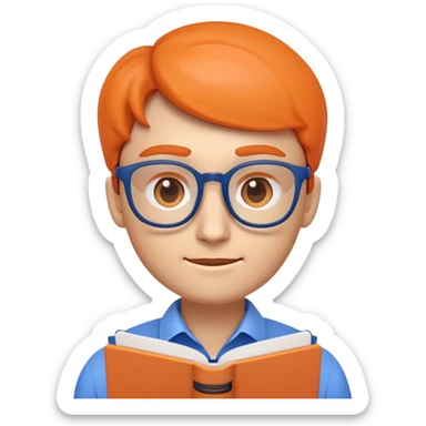 Create a friendly, professional emoji-style character to represent an AI assistant for Obzerv.ai, an educational observation platform. The character should embody a helpful observer who transforms classroom notes into reports. Design features should include:

A stylized face with smart, observant eyes (possibly with glasses or a magnifying glass element)
Blue and orange color scheme to match brand colors
Clean, minimalist design with a slightly rounded square or circular head
A subtle tech element that suggests AI capabilities (like a subtle circuit pattern or glowing elements)
Professional yet approachable expression
Optional: Small notebook or clipboard element to represent observation reporting

The character should look trustworthy and efficient while being simple enough to work at small sizes. Style should be modern, slightly 3D, with smooth gradients rather than flat design. The final result should work well as a profile picture or chat interface element sticker