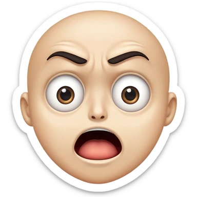 shocked face with wide eyes and open mouth, 'what the freak' reaction sticker