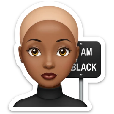 Una negra calva con un cartel que ponga soy negra sticker