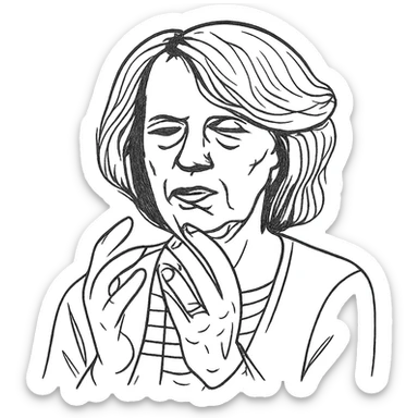 a hand drawn black outline portrait of philosopher Catherine Larrère based on this image sticker