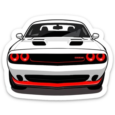 black Dodge Challenger with red front lights sticker