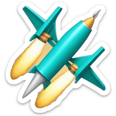 un double missile vivant de couleur bleu turquoise sticker
