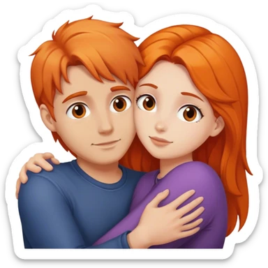 Orange haired man hugging brunette girl sticker