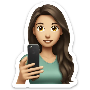 Brunette Girl taking selfie with her phone sticker