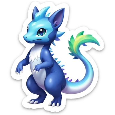 Rainbow crystal mix Shiny pastel Salandit-Meowstic-Noibat-Fakémon-hybrid-creature (full body)  sticker