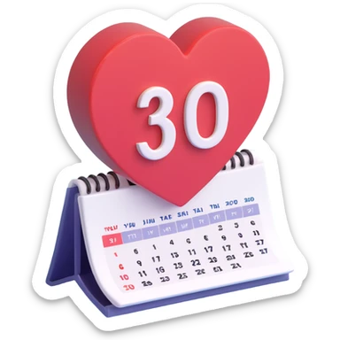 3d icon heart on calendar sticker
