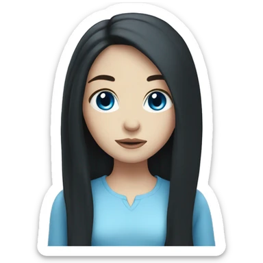 Pale girl with long black hair and blue eyes sticker