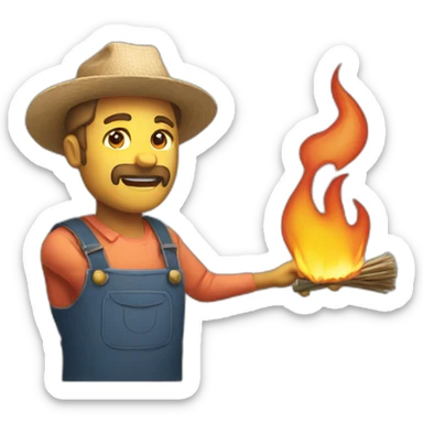 A farmer who is burning sticker