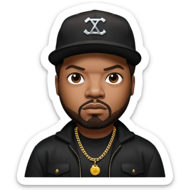 Ice Cube, Rapper with dark brown hair, black outfit sticker