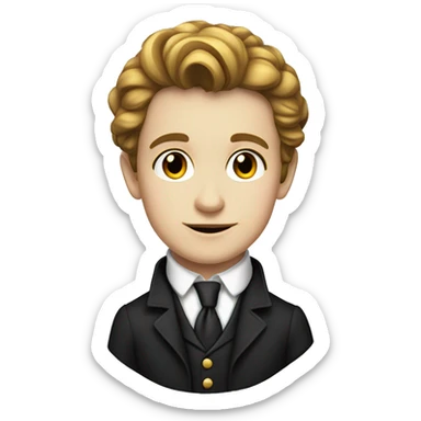 A young European writer of the 19th century in a black jacket, tie and white shirt sticker