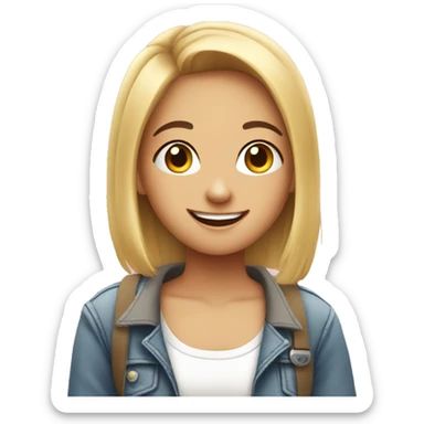 girl smiling to phone texting heart sticker