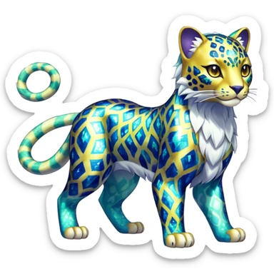 Shiny Elemental Exotic Liepard-Persian-Delcatty-Pokémon-Fakémon-hybrid-creature (full body) sticker