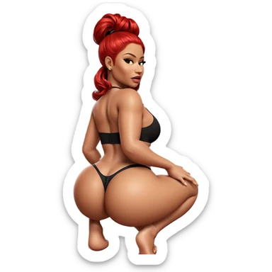 seductive pose with red hair sticker