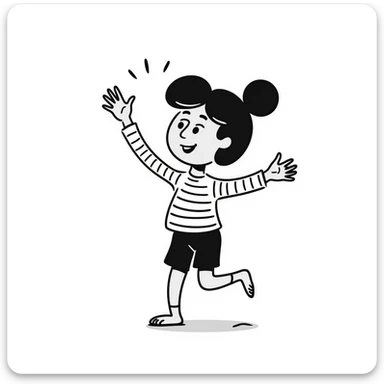 Silly beach character named 'Tripa Tropa Tralala' dancing on sand with sunshine sticker