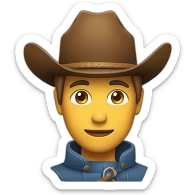 close up of a cowboy wearing two hats each stacked on top of each other sticker