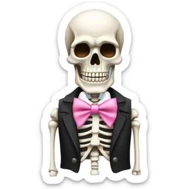 Skeleton with a cigar and pink bow tie sticker