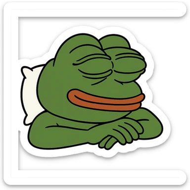 create a pepe sleeping, white background sticker