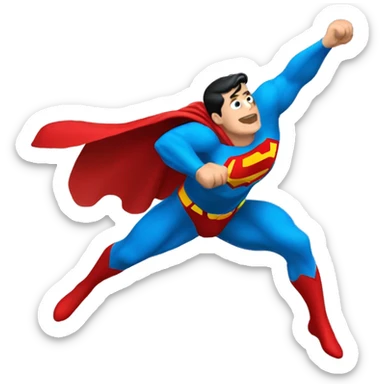 superman flying sideways wth hands forward sticker