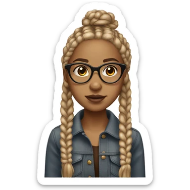 lightskin girl with dirty blonde box braids and brown glasses sticker