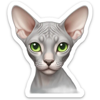 Light gray sphynx cat with green eyes  sticker
