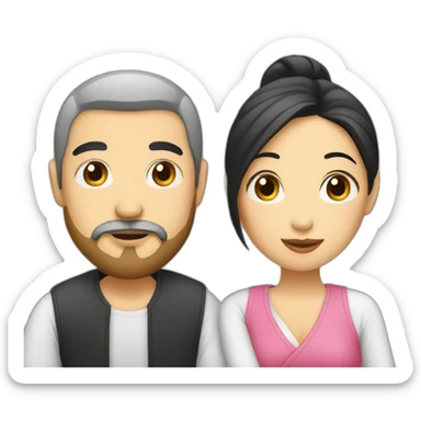 man-with-beard-and-asian-woman-kissing sticker