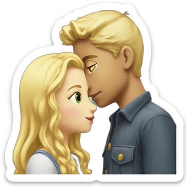 Blond boy kissing a blonde girl sticker