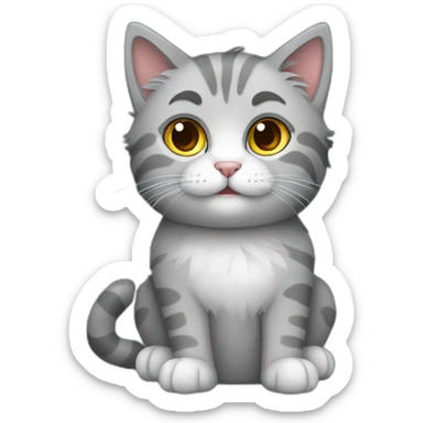 grey fluffy cat-veterinarian sticker