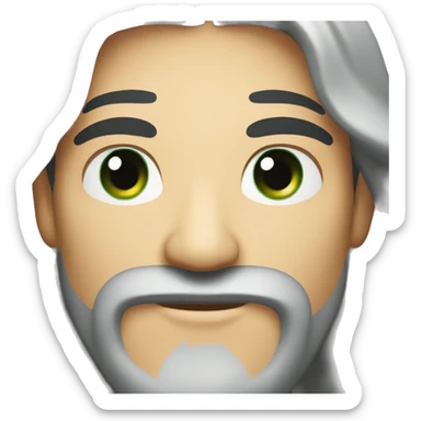 One Man with long black hair and black beard and green eyes sticker