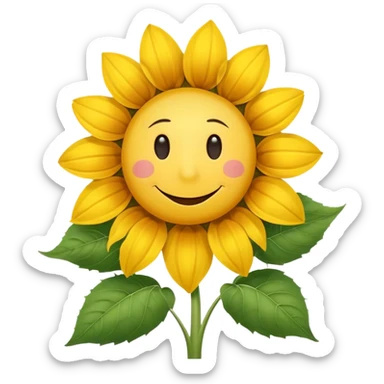 make a sunflower with a white disc in the middle with a smiley face, make it have 6 yellow petals and remove the cheeks nose and eyebrows sticker