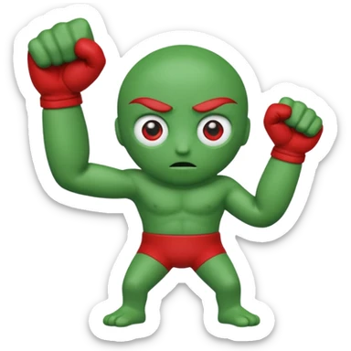 W or L has the appearance of two letters that are combined together, or next to each other. An eye is plastered on each letter, and are attached to legs. The W is green, while the L is red. W’s hand is curled tightly into a fist, and L’s hand is posed in an “L” shape. sticker