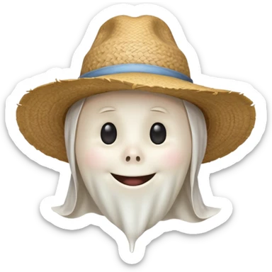 friendly ghost farmer portrait, head and shoulders only, straw hat, soft pale glow, gentle smile, cute cracked texture (not scary), cozy village vibe, warm lighting, 3D cartoon, mobile game icon style, clean background, no text, no watermark
 
 sticker