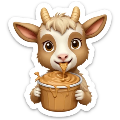 cute baby goat eating peanut butter sticker