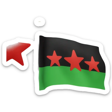 Flag with green On top white in the middle with theee red stars and black in the bottom sticker