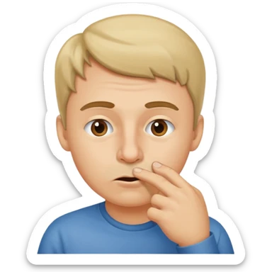 Create an emoji that is picking his nose make it a circle emoji  sticker