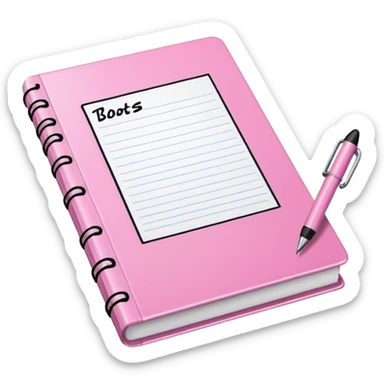 pink book and note pen sticker