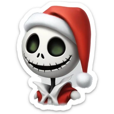 Jack skellington with red Santa hat  sticker