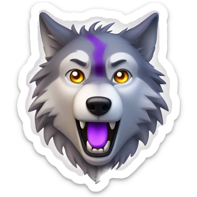 generate emote Flash lights behind the wolf reflecting its fur, the wolf moves breathing and after that it opens its mouth and howls and looks up, a faint purple light comes out of its mouth sticker
