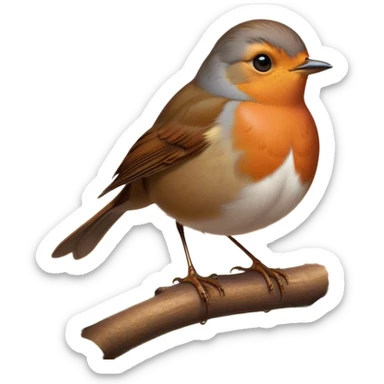 Cinematic Noble Robin Portrait Emoji, Poised and dignified, with a delicate, rounded build, a soft rust-red breast, gentle inquisitive eyes, and a small, refined beak, Simplified yet sharp and sophisticated features, highly detailed, glowing with a soft, warm glow, high shine, intelligent and graceful, stylized with an air of woodland charm, focused and attentive, soft glowing outline, capturing the essence of a watchful and confident robin that appears ready to flutter out of the screen with effortless authority! sticker