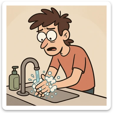 clear and simple illustration of wash your hands sticker