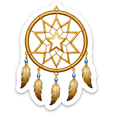 Star-shaped golden bright divine shimmering shiny sparkly glittery glowing glossy dreamcatcher  sticker