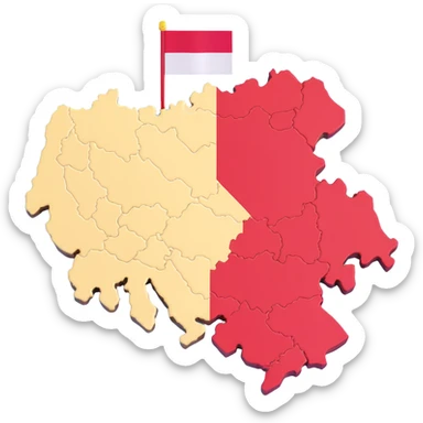 3D illustration of Austria's map with the Austrian flag colors clearly visible and vibrant on the terrain sticker