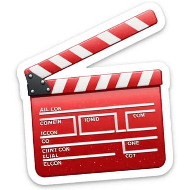 red clapperboard used in filmmaking, cute and stylish design with glitter sticker