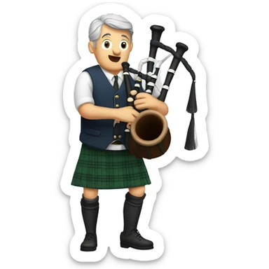 grayhair man playing bagpipes sticker