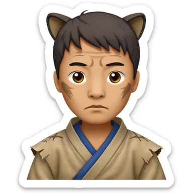 china ancient man, tattered puma skin cloth sticker