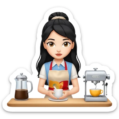 a pretty bratz barista. black hair sticker