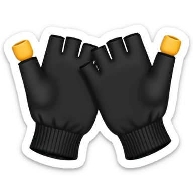 A pair of Black fingerless cotton gloves sticker