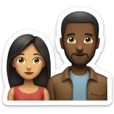 BLACK Man with dark VERY SHORT hair WITH beard kissing HISPANIC woman with VERY long STRAIGHT brown hair sticker
