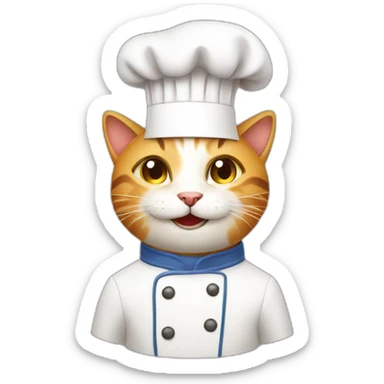 Smiling cat wearing chefs hat sticker
