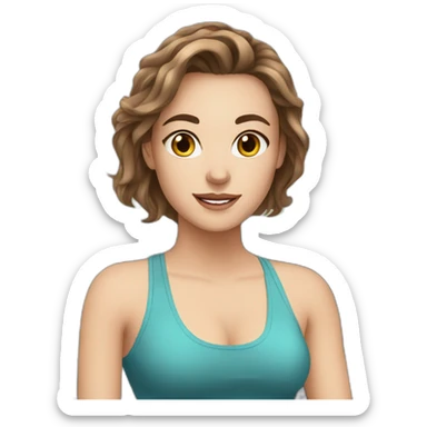 White girl brown hair at the gym sticker