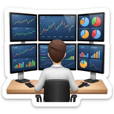 entity that works on trading, with monitors and graphs sticker